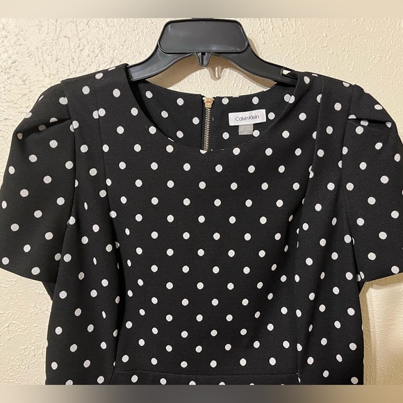 Calvin Klein Black & White Polka Dot Dress Sz XL - Picture 3 of 3